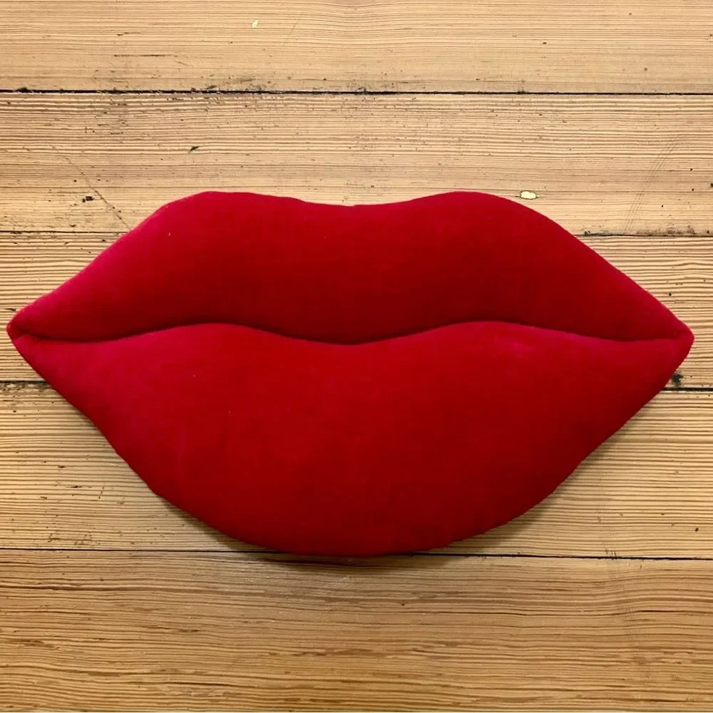 Red velvet lips accent pillow, handmade.